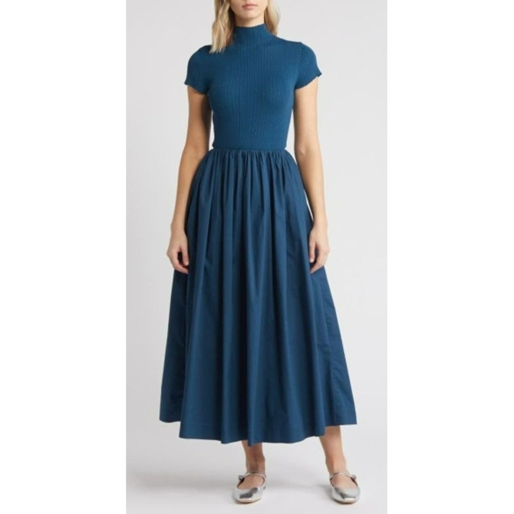 EN SAISON‎ Lafayette Mixed Media Maxi Dress In Teal Women's Size Large